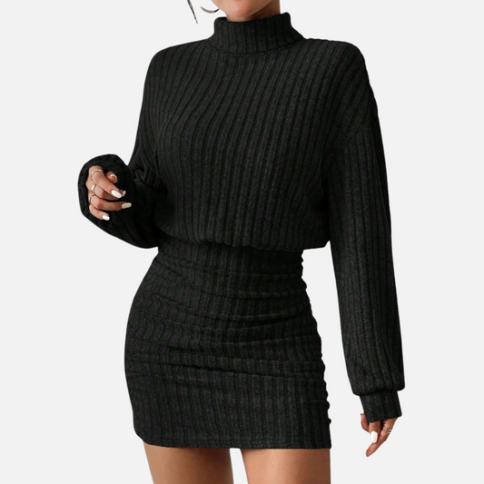 High-Neck Knit Mini Dress